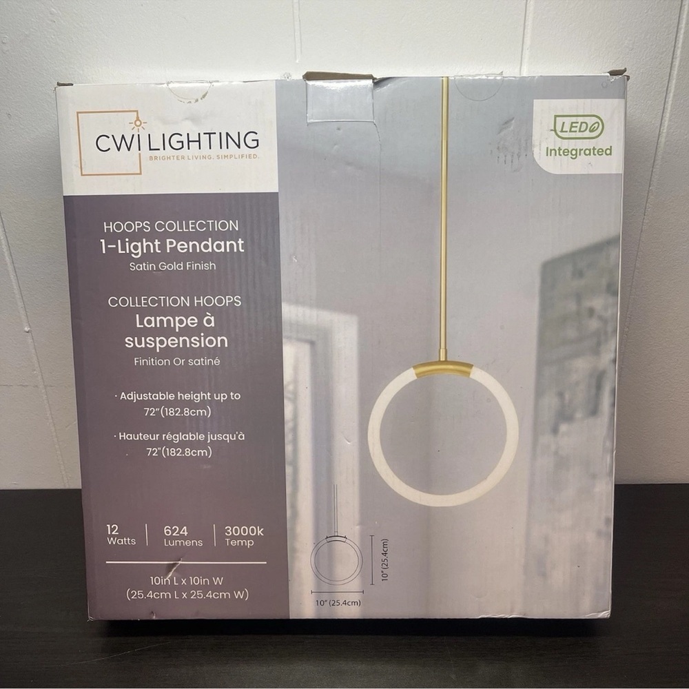 CWI Lighting Hoops Collection 1 - Light Pendant - Satin Gold Finish